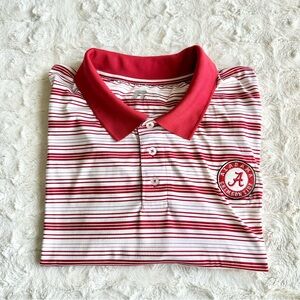 University of Alabama Polo Shirt Mens XXL 2XL Red Roll Crimson Tide Striped Golf